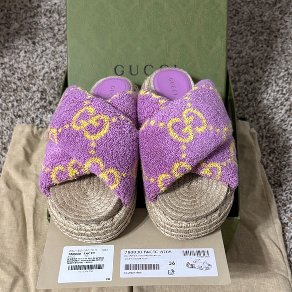 Gucci GG Sponge Slide Sandals – Candy Mousse / Acid Lilac – Size 36 - Picture 12 of 13
